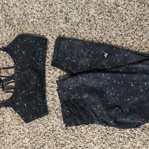 Fabletics Black and White Speckled Activewear Set